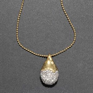Gold Teardrop Crystal Pendant Necklace - Women's Jewelry